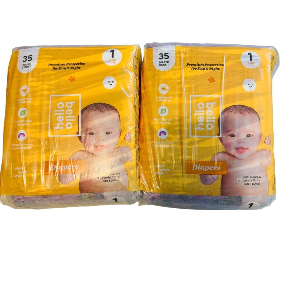 Hello Bello Diapers Size 1 (8-12 lbs) 35 count, 2 pack, premium protection
